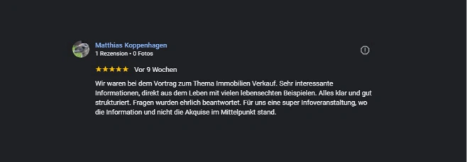 Kundenstimme zu unserer letzten Veranstaltung