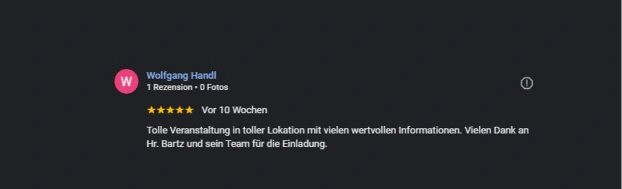 Kundenstimme zu unserer letzten Veranstaltung