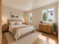 Seltene Gelegenheit: Zwei Häuser auf weitläufigem Grundstück am Feldrand - Schlafzimmer_Neubau_KI generiert