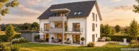 KfW-40-Erdgeschosswohnung mit hochwertiger Ausstattung & schönem Garten - Außenansicht - vollständig KI-generiert