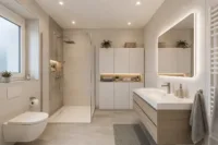 Neuwertige 4-Zimmer-Maisonettewohnung mit Loggia, Garage und modernem Wohnkomfort - Badezimmer (digitales staging)