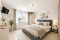 Neuwertige 4-Zimmer-Maisonettewohnung mit Loggia, Garage und modernem Wohnkomfort - Schlafzimmer (digitales Staging)