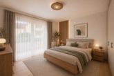 Lichtdurchflutetes Zuhause mit 3 Zimmern, Balkon und Blick ins Grüne - Schlafzimmer (digitales staging)