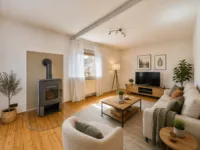 Wohnträume mit Perspektive – freistehendes Einfamilienhaus mit zusätzlichem Bauplatz - Wohnzimmer_Interieur KI-generiert